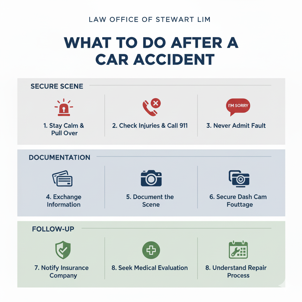 What to do after a car accident? a guide from Law office of stewart lim