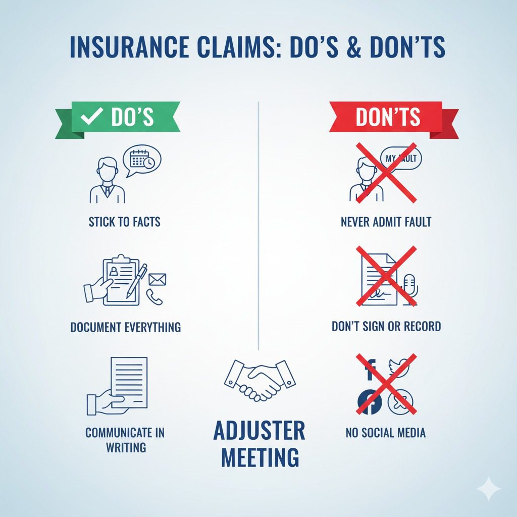 The Do’s and Don’ts of Talking to an Insurance Adjuster